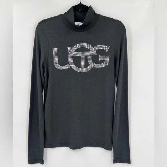 π NWT UGG x Telfar Logo Crystal Mockneck Top Turtleneck Rhinestone Black Small - Picture 1 of 11